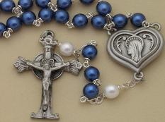 Image of Pewter Catholic Lourdes Water Rosary with glass pearl beads