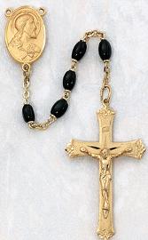 Gold Plated Black Glass Rosary