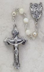 Image of Sterling Silver Mother of Pearl Rosary by Creed