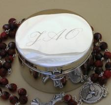 Engraved Metal Rosary Case in script only