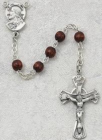 Image of Brown Wood and Sterling Silver Rosary