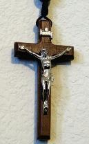 Wood Wall Rosary Crucifix with metal Corpus