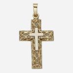 14KT Gold Filagree Cross Pendant with solid inner cross