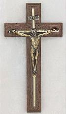 Walnut & Brass decorative wood wall Crucifix