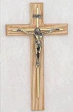 Oak & Gold Overlay decorative wood wall Crucifix