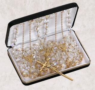 Gold Plated Aurora Borealis Lasso Rosary - from the Creed Wedding Rosary Collection