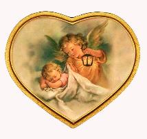 Guardian Angel with Lantern over Infant Florentine Religious Plaque