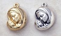 Gold and Silver Madonna and child St. Mary Medals