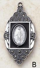 Image of Catholic Sterling Silver and Marcasite Miraculous Medal