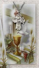 Pewter 4-way medal and Confirmation Prayer Card