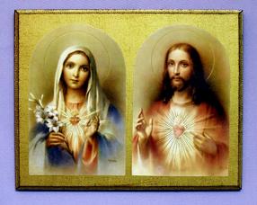 Sacred Heart of Jesus and Immaculate Heart of Mary Florentine Religious Plaque