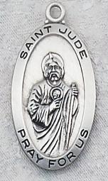 Sterling Silver St. Jude Medal, oval